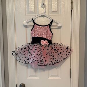 Pink and Black Polka Dot Tutu Dress